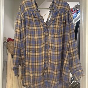 Free People Blue and Yellow Plaid Tunic